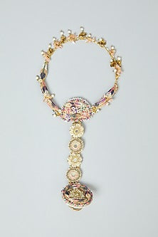 Hand Embroidered Hand Harness In Brass