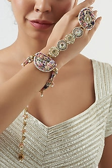 Hand Embroidered Hand Harness In Brass