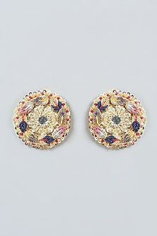 Stud Earrings With Kasab Embroidery