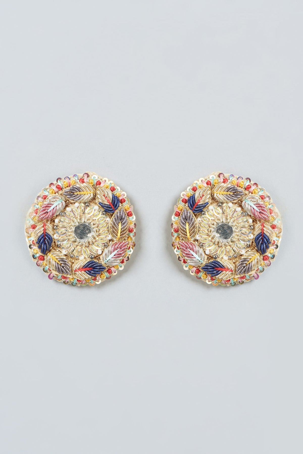 Stud Earrings With Kasab Embroidery