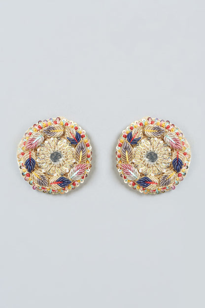 Stud Earrings With Kasab Embroidery
