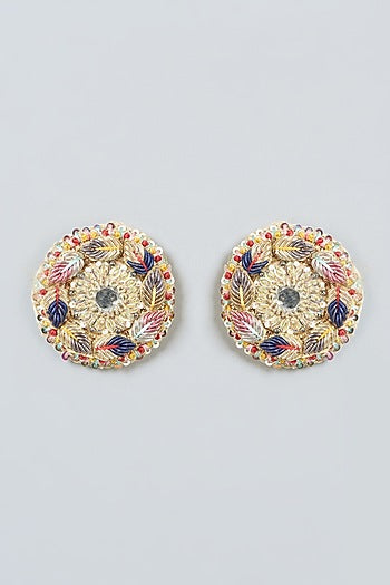 Stud Earrings With Kasab Embroidery