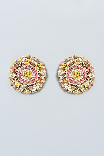 Stud Earrings With Dabka Embroidery