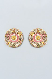 Stud Earrings With Dabka Embroidery