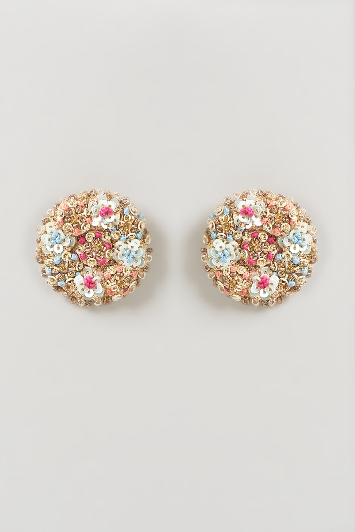 Gold Finish Embroidered Earrings