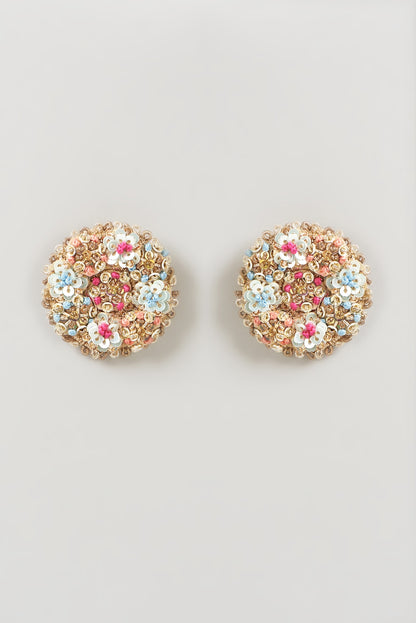 Gold Finish Embroidered Earrings