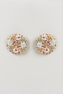 Gold Finish Embroidered Earrings