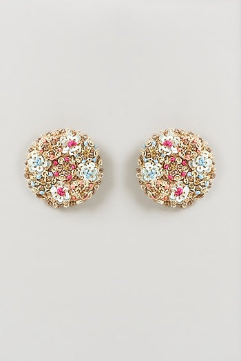 Gold Finish Embroidered Earrings
