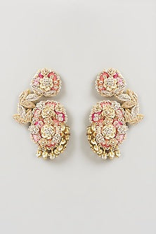 Gold Finish Embroidered Earrings