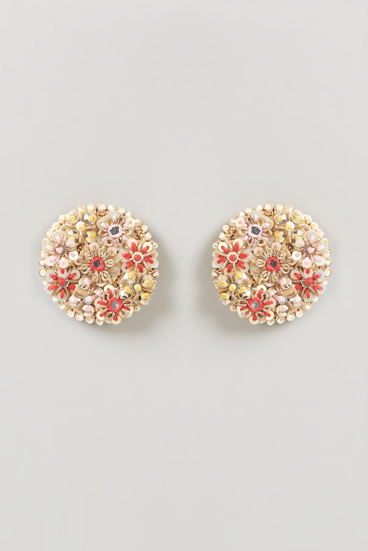 Gold Finish Embroidered Earrings
