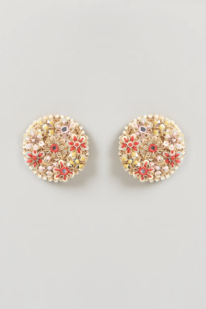 Gold Finish Embroidered Earrings