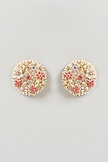 Gold Finish Embroidered Earrings
