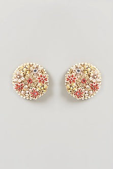 Gold Finish Embroidered Earrings