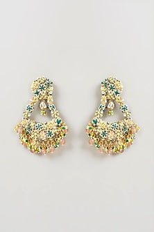 Gold Finish Hand Embroidered Earrings