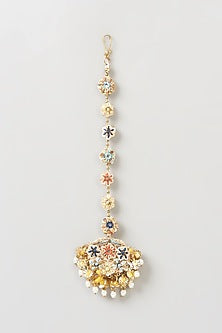 Gold Finish Maang Tikka With Hand Embroidery