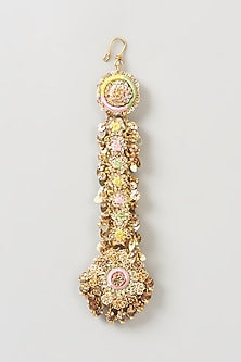 Gold Finish Hand Embroidered Maang Tikka