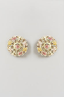 Gold Finish Hand Embroidered Earrings