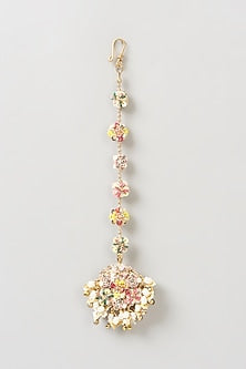 Gold Finish Hand Embroidered Maang Tikka