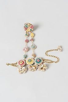 Gold Finish Hand Embroidered Hathphool