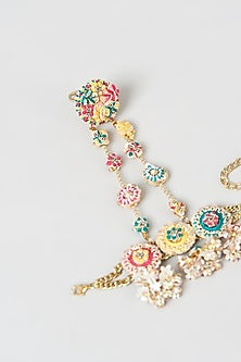 Gold Finish Hand Embroidered Hathphool