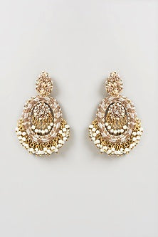 Gold Finish Hand Embroidered Earrings