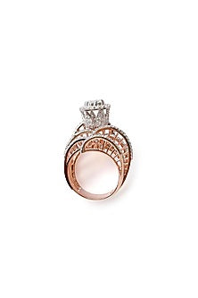 Rose Gold Finish Zircon Ring In Sterling Silver