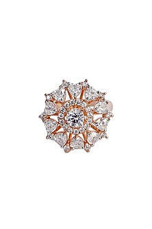 Rose Gold Finish Ring In Sterling Silver