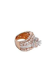 Rose Gold Finish Swarovski Ring In Sterling Silver