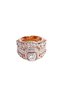 Rose Gold Finish Swarovski Ring In Sterling Silver