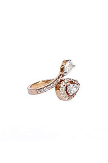 Rose Gold Finish Ring In Sterling Silver