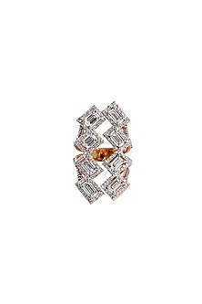 Rose Gold Finish Cocktail Ring In Sterling Silver