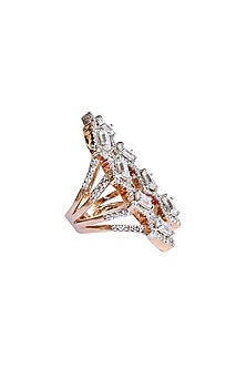Rose Gold Finish Cocktail Ring In Sterling Silver