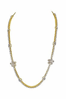 Gold Finish Moissanite Polki Necklace In Sterling Silver