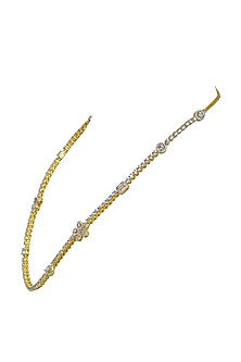 Gold Finish Moissanite Polki Necklace In Sterling Silver