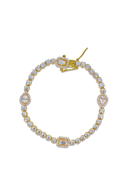 Gold Finish Polki Bracelet In Sterling Silver