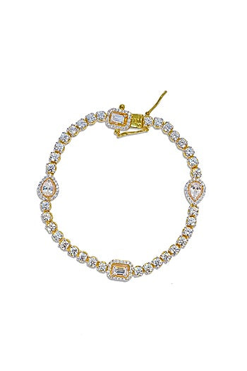 Gold Finish Polki Bracelet In Sterling Silver