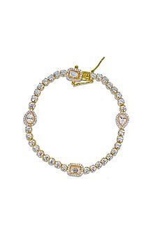 Gold Finish Polki Bracelet In Sterling Silver