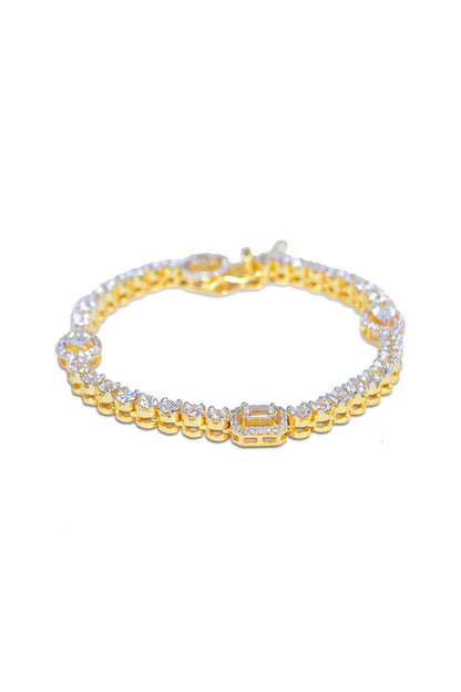 Gold Finish Polki Bracelet In Sterling Silver