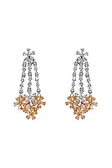 Two Tone Finish Swarovski Earrings In Sterling Silver