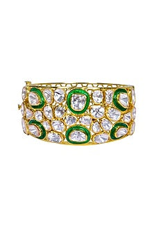 Gold Finish Enameled Bracelet In Sterling Silver