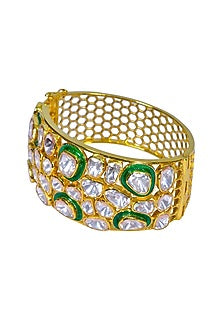 Gold Finish Enameled Bracelet In Sterling Silver