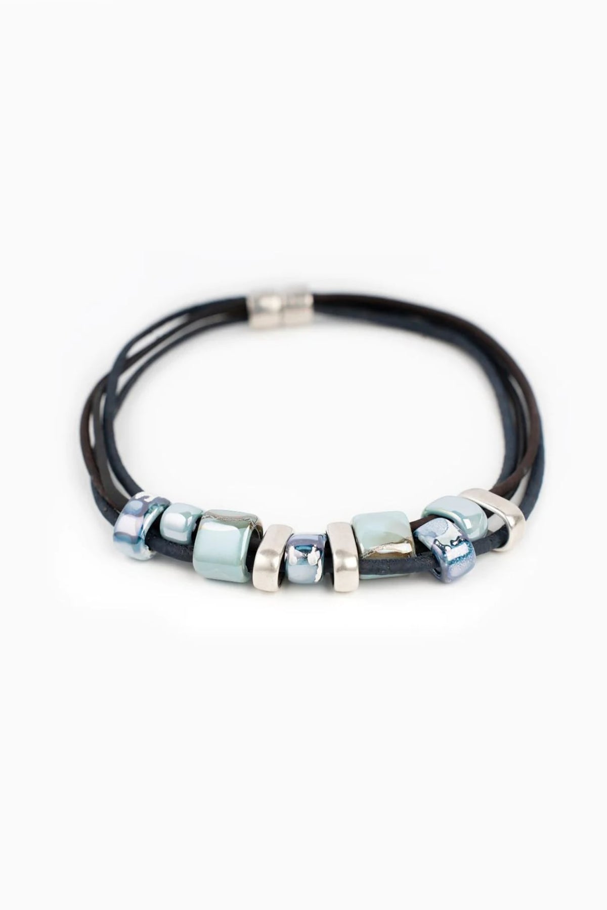 Blue Ceramic Stone Cork Choker Necklace