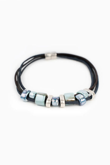 Blue Ceramic Stone Cork Choker Necklace