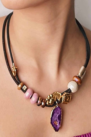 Purple Ceramic Handmade Necklace