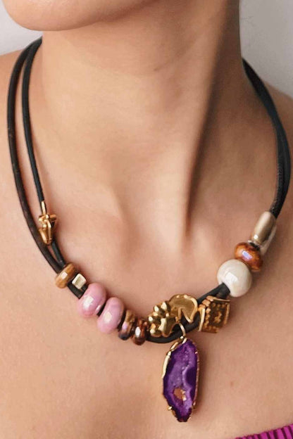 Purple Ceramic Handmade Necklace