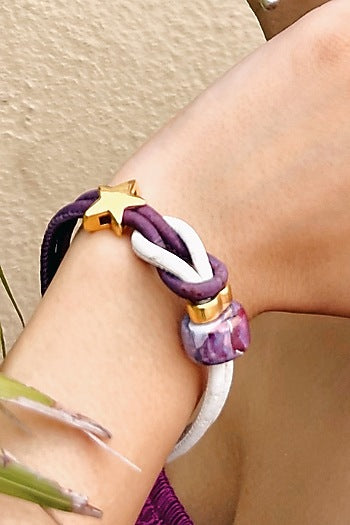Purple & White Handmade Cork Bracelet