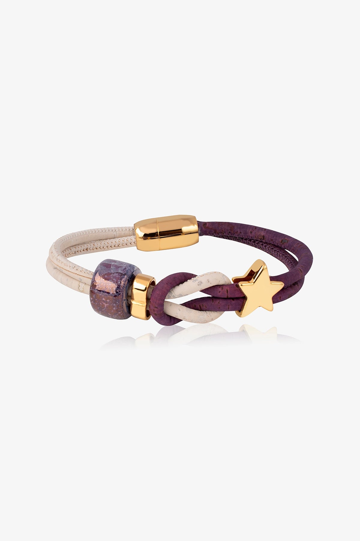 Purple & White Handmade Cork Bracelet