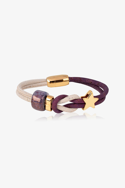 Purple & White Handmade Cork Bracelet