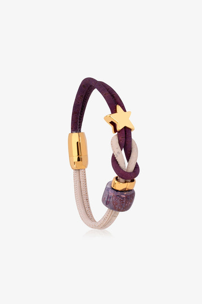 Purple & White Handmade Cork Bracelet