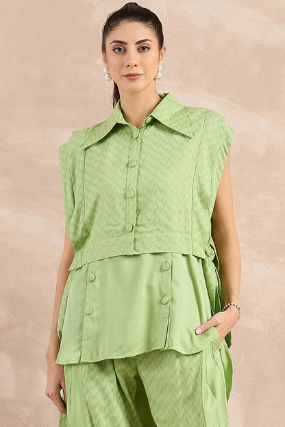 Mint Green Herringbone Texture Cover-Up